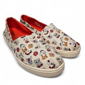 Toms Alpargatas Canvas Dog Lover Slip On Loafers Women's Memory Foam Insole 8